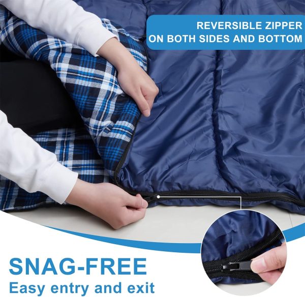 AGEMORE Cotton Flannel Double Sleeping Bag for Camping, Backpacking Or - Image 5