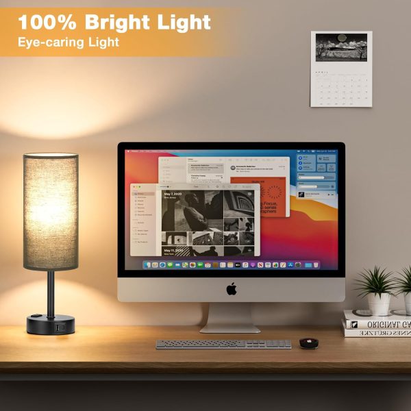 Black Touch Table Lamps Set - 3 Way Dimmable Bedroom Bedside Lamps Set of 2 - Image 5