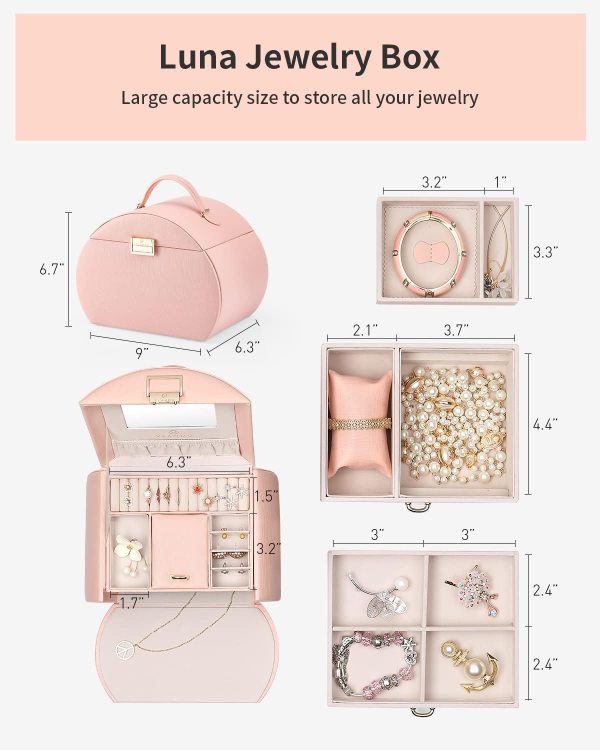 Vlando Princess Style Jewelry Box for Girls Jewelry Box Girls 12-14 3-Layer - Image 3