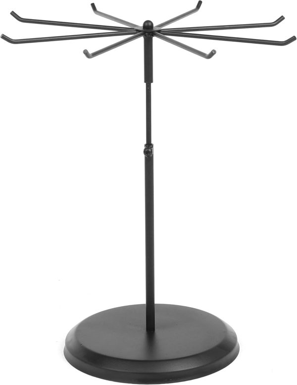 MyGift Black Metal Rotating Necklace and Bracelet Organizer Jewelry Stand - Image 2