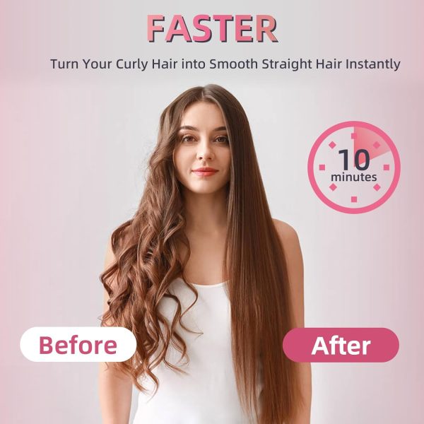 Hair Straightener Brush, Ionic Hair Straightening Brush Flat Iron for - Image 2