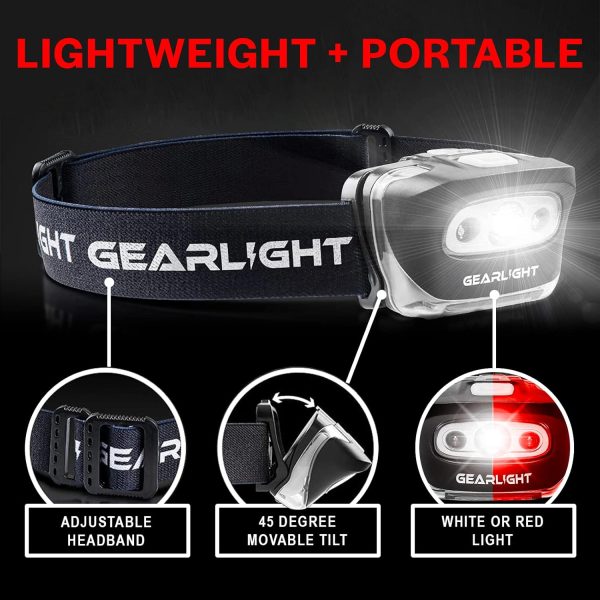 GearLight 2Pack LED Headlamp - Outdoor Camping Head Lamps with Adjustable - Image 4