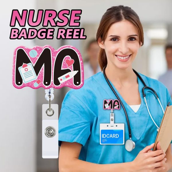 MA Retractable Badge Holder Reels with ID Clip for Medical Assistant Nurse - Image 5