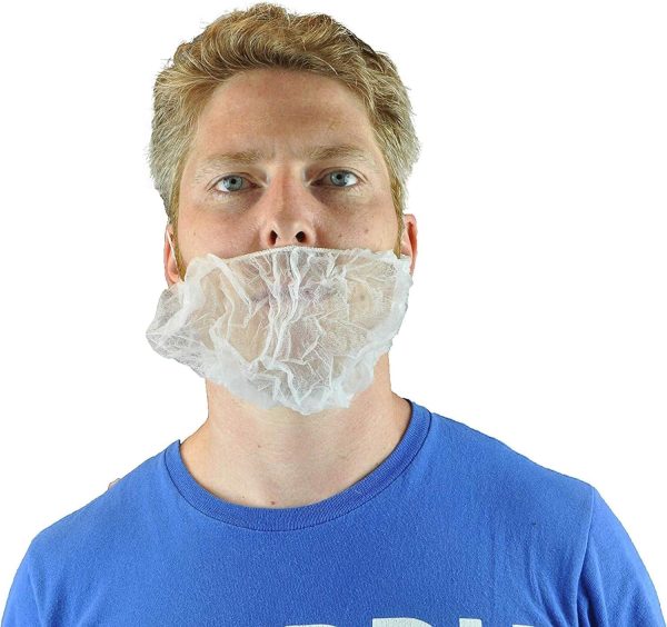 White Disposable Beard Net Covers with Elastic Bands Heavy Duty Beard - Image 5