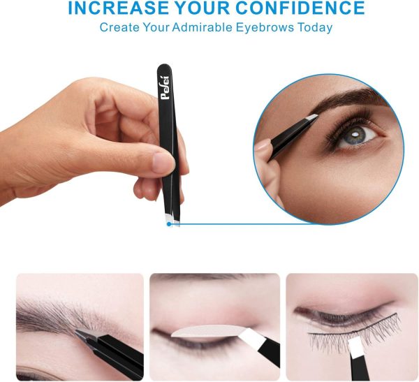 Pefei Tweezers Set - Professional Stainless Steel Tweezers for Eyebrows - - Image 2