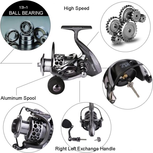 Sougayilang Fishing Reel 13+1BB Light Weight Ultra Smooth Aluminum Spinning - Image 2