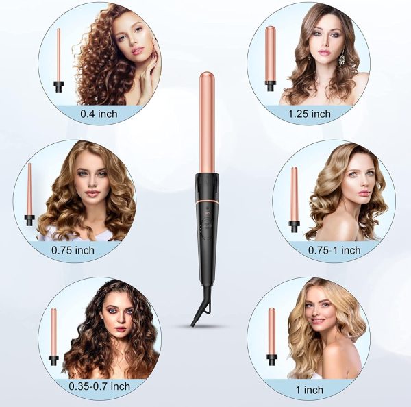 Long Barrel Curling Iron Wand Set, BESTOPE PRO 6 in 1 Curling Wand Set with - Image 2