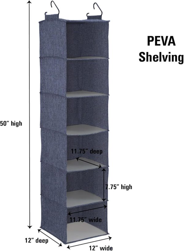 Household Essentials Hanging Cotton Blend Closet Organizer with 6 Storage - Image 3