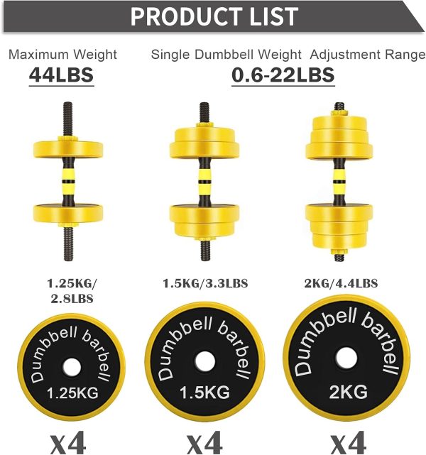 VIVITORY Dumbbell Sets Adjustable Weights, 44 to 66 Lbs, Free Weights - Image 3
