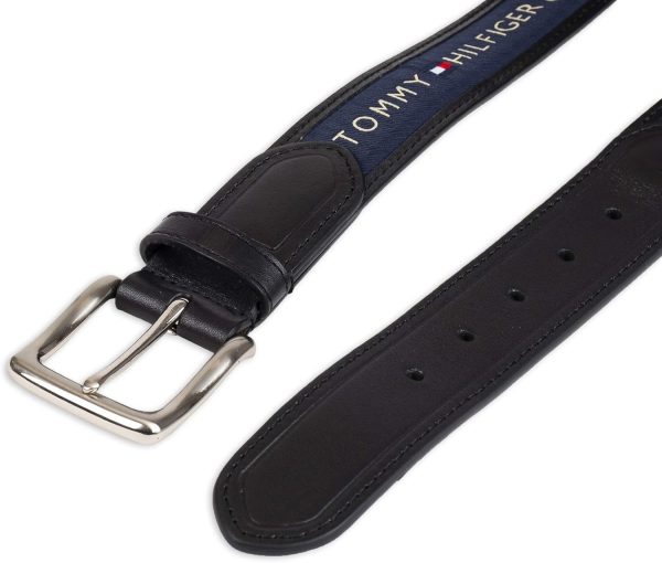 Tommy Hilfiger Men's Fabric Inlay Casual Belt with Classic Harness Buckle - Image 4