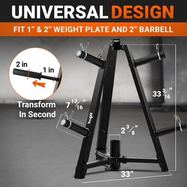 Yes4All 6 Pegs & 4 Barbell Storage Racks Load Up to 1190 LBS - Wall Mounted - Image 2