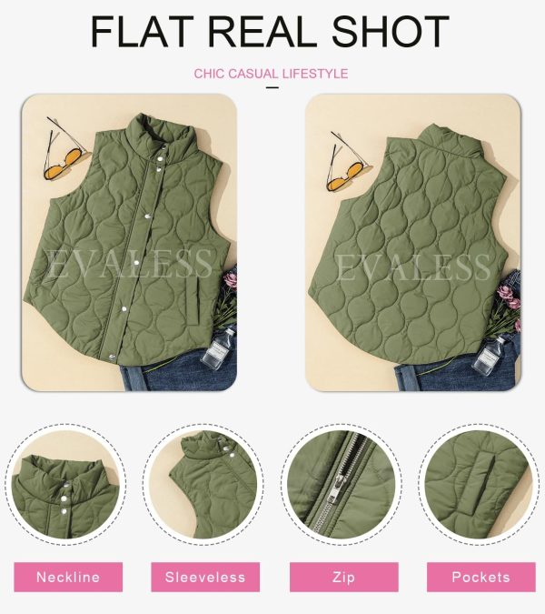 EVALESS Cropped Puffer Vest Women Lightweight Quilted Stand Collar - Image 5