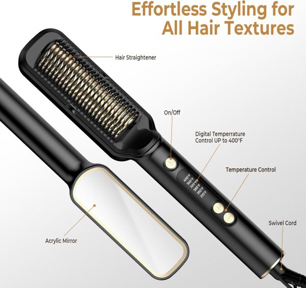 Hair Straightener Brush with Ceramic Coating, Hair Straightener Comb 6 - Image 7