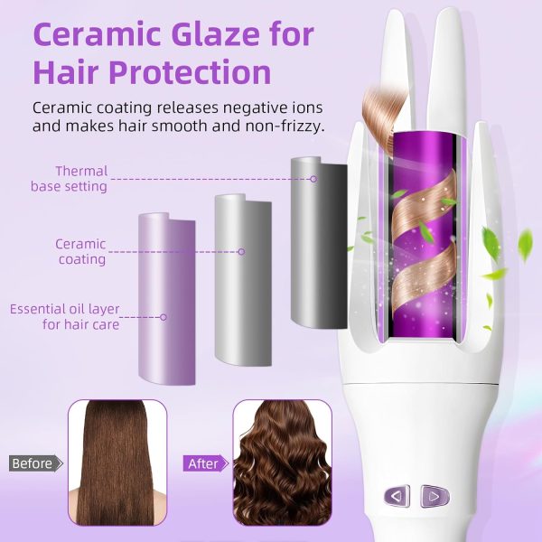 Automatic Curler for Long Hair,Automatic Curling Iron with 4 - Image 2