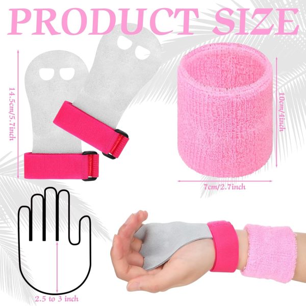 Jenaai 9 Pcs Gymnastics Hand Grips Gloves Wristbands with Drawstring - Image 3