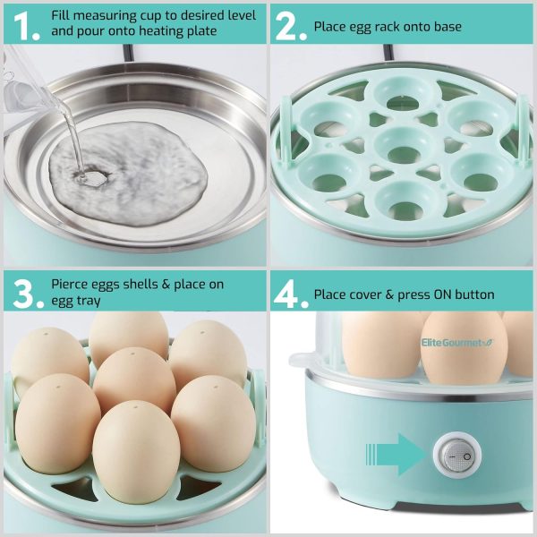 Elite Gourmet EGC115M Easy Egg Cooker Electric 7-Egg Capacity, Soft, - Image 4