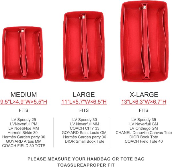 Doxo Purse Organizer Insert Handbags Tote & Base Shaper Felt Organizer Bag - Image 4