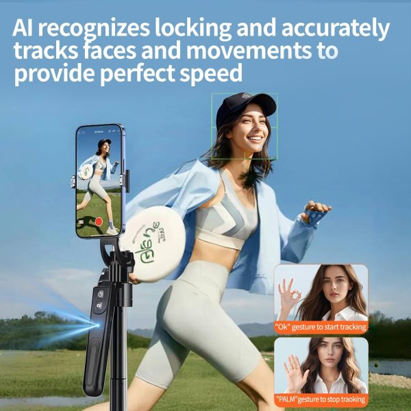 yAyusi Extendable Auto Face Tracking Tripod 360° Rotation with Light, No - Image 4