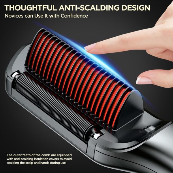 Hair Straightener Brush, Upgraded Ionic Hair Straightener Comb with - Image 6