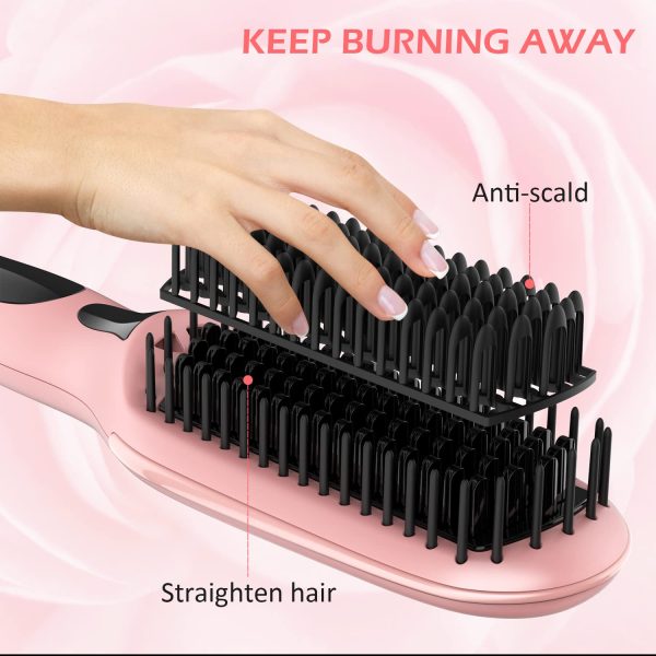 Ionic Straightening Brush, GLAMFIELDS Hair Straightener Brush with - Image 3