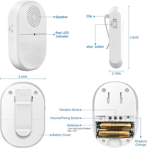 CallToU Wireless Caregiver Pager Call Button for Hard of Hearing 500FT - Image 7