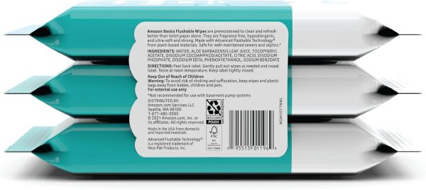 Amazon Basics Flushable Adult Toilet Wipes, Fragrance Free, 126 Count (3 - Image 3