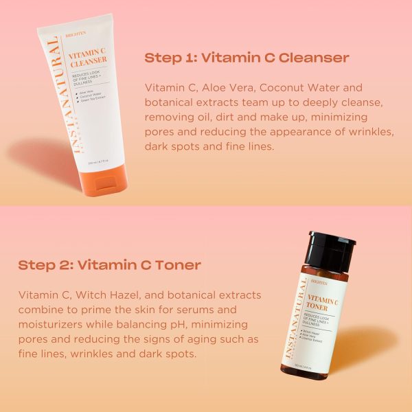 InstaNatural Vitamin C Four Step Skin Care Set, Skincare Routine, - Image 5
