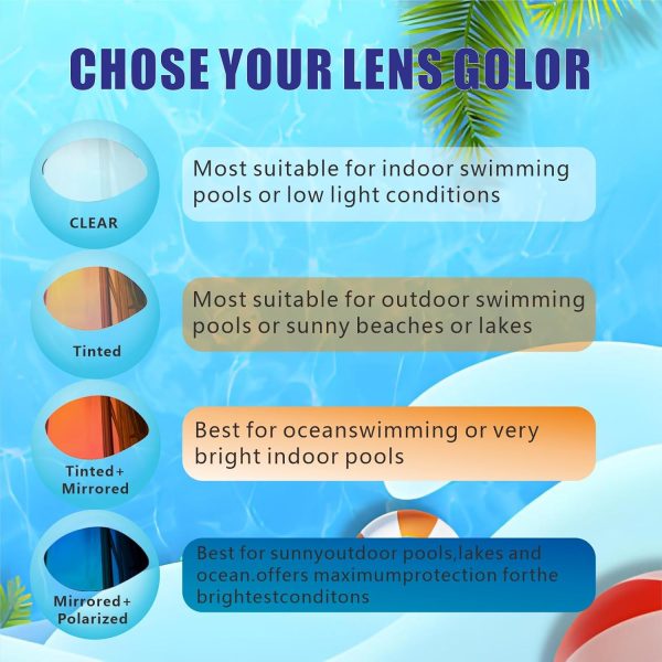 Adult Swim Goggles-Mirrored/Polarized Swimming Goggles 10x Anti-fog UV - Image 2