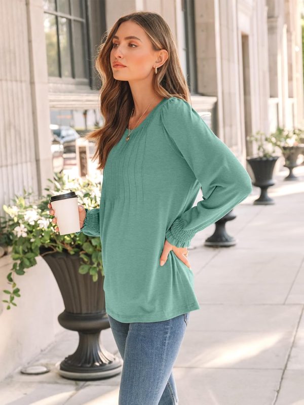 AUTOMET Long Sleeve Shirts Womens Pleated Business Casual Blouses with - Image 3