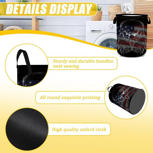 American Flag Eagle Laundry Basket,Laundry Hamper with Handles Collapsible - Image 6