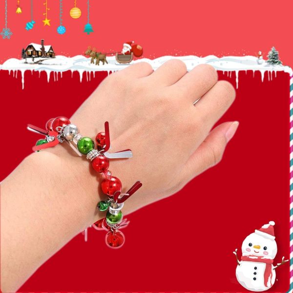 HEIDKRUEGER 3pcs Christmas Jingle Bell Bracelets Xmas Multi Color Beaded - Image 2