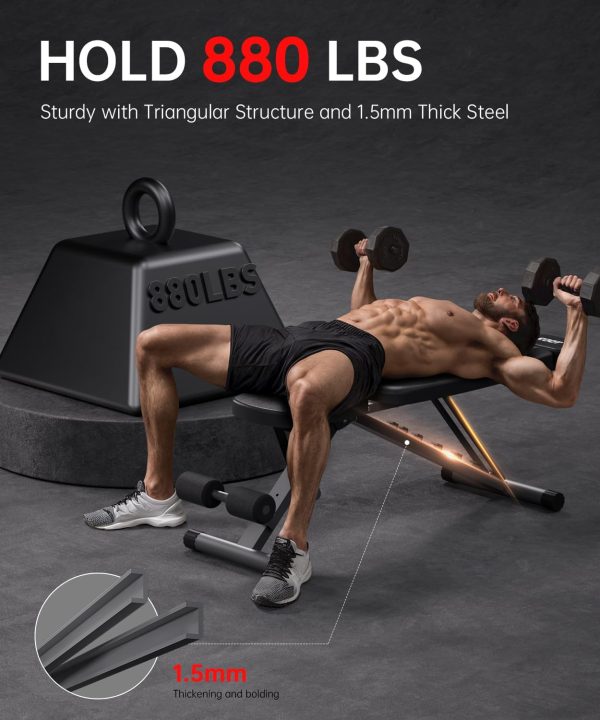 Adjustable Weight Bench for Home Gym with Extended Head, Foldable Workout - Image 2