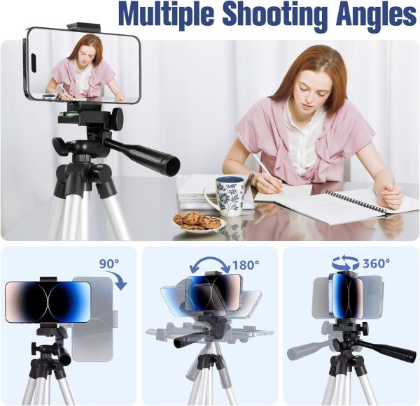 Phone Tripod, Lusweimi 44-inch iPhone Tripod with Phone Holder - Image 5