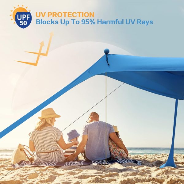 Beach Canopy Beach Tent UPF50+ 11x11 FT Easy to Setup Extra Windproof Rope - Image 3