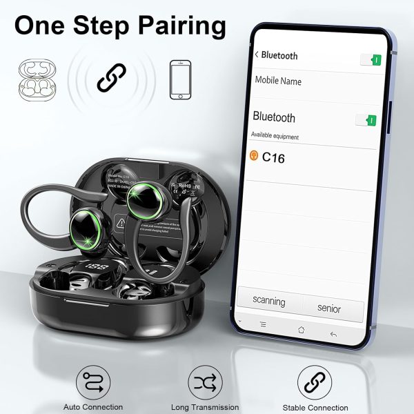 Wireless Earbuds Sports, Bluetooth 5.4 Headphones, 50H Playback Over-Ear - Image 5