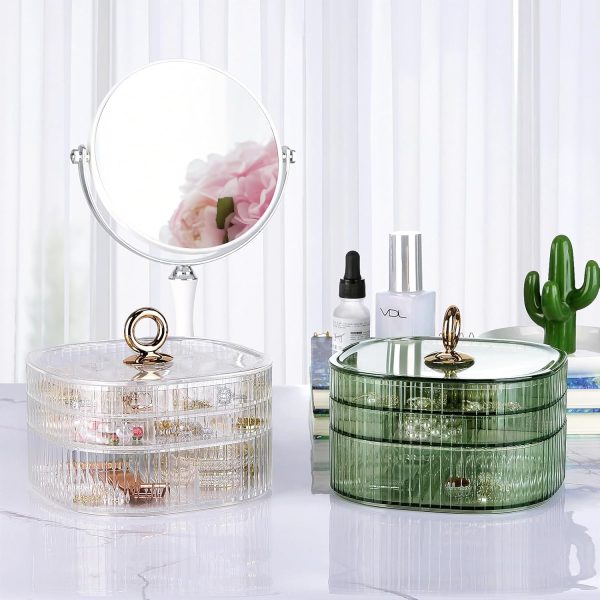 LETURE 3-Layer Acrylic Jewelry Organizer Box for Stud Earrings, Rings, - Image 8