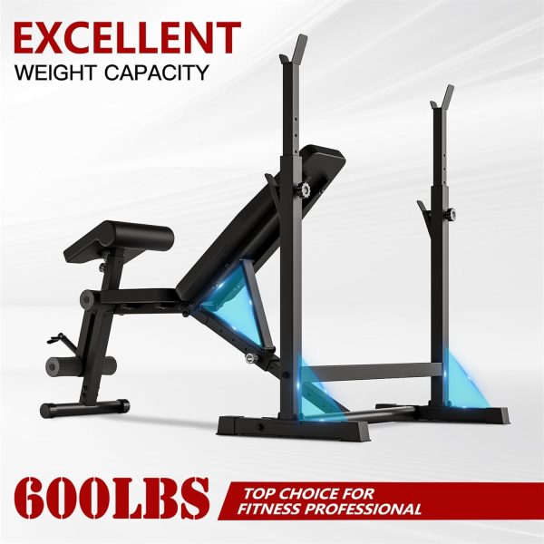 Adjustable Weight Bench, Bench Press Rack with Squat Rack, Leg Exercises - Image 2