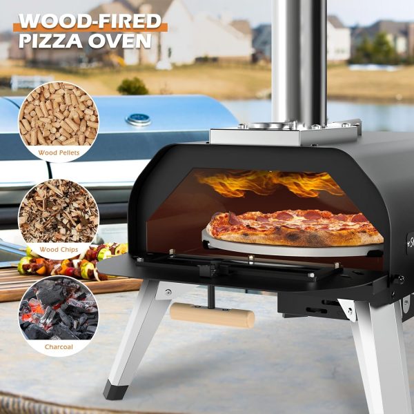Sounday Pellet Pizza Oven Outdoor, 12" Outdoor Pizza Oven with 360°Auto - Image 2