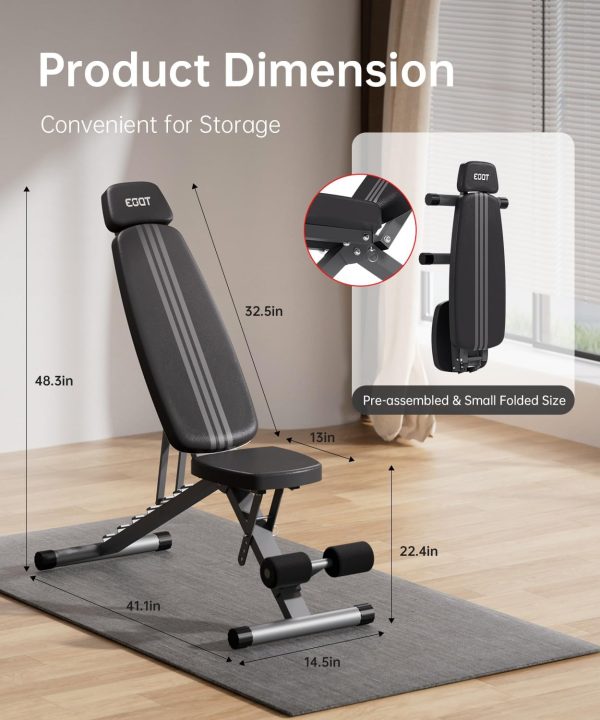 Adjustable Weight Bench for Home Gym with Extended Head, Foldable Workout - Image 5
