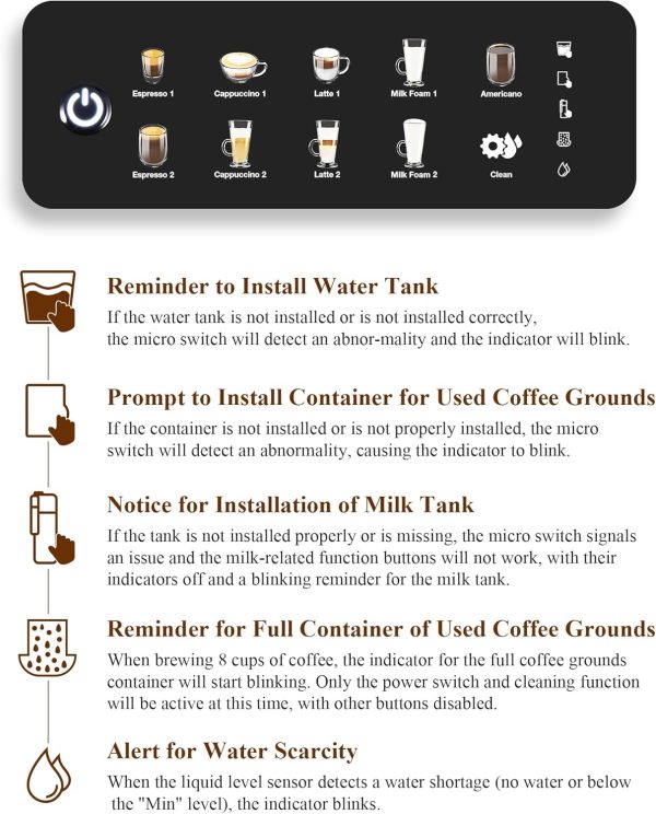 Automatic Espresso Machine Coffee Maker 12 Cup with Grinder Cappuccino - Image 5