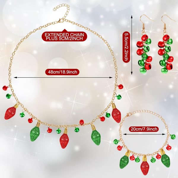 Cunno 2 Sets Christmas Bell Jewelry Set for Women Xmas Jingle Bell Necklace - Image 3