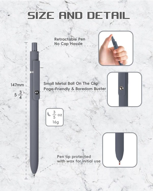 6pcs Gel Pens,0.5mm Fine Point Black Ink Pens With Smooth Wirting,Qucik Dry - Image 3