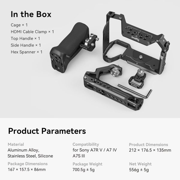 SmallRig A7R V / A7 IV / A7S III Cage with Top Handle, Side Handgrip and - Image 9