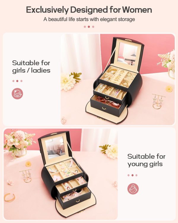 Homde Girls Jewelry Box Jewelry Storage Case Organizer with Mirror for - Image 4
