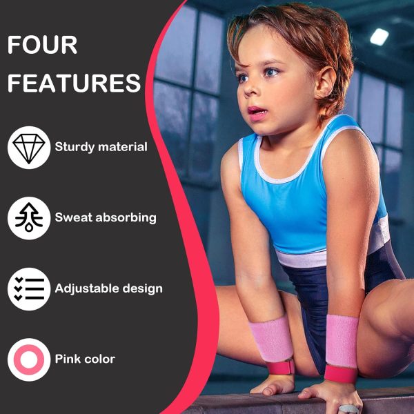 Civaner 2 Gymnastics Grips Wristbands Sets for Girls Youth Kids Pink - Image 6