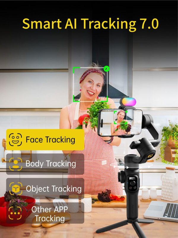 Gimbal Stabilizer for Smartphone, Phone Gimbal w/8" Extension Rod, - Image 4