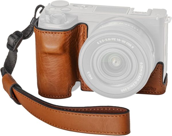 SMALLRIG Camera Leather Case with Wrist Strap, Vintage Style Leather Camera - Image 2