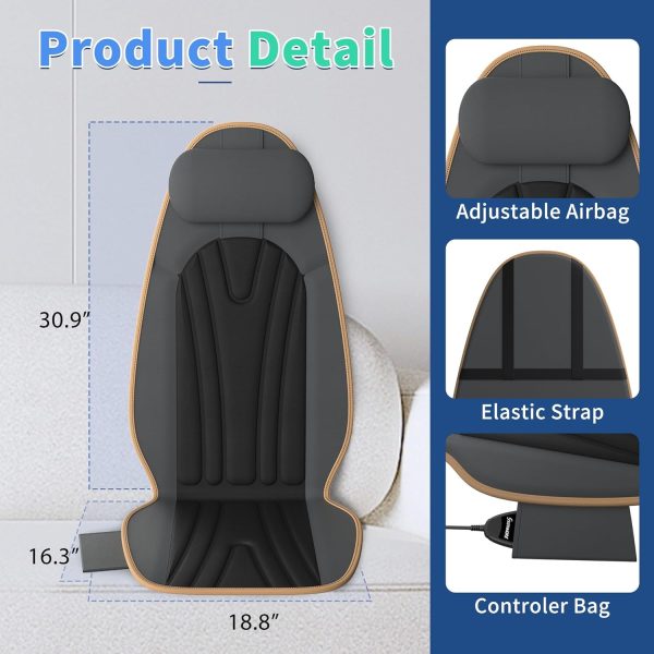 Massage Seat Cushion with Heat, Seat Massager with Neck Traction, Back - Image 6