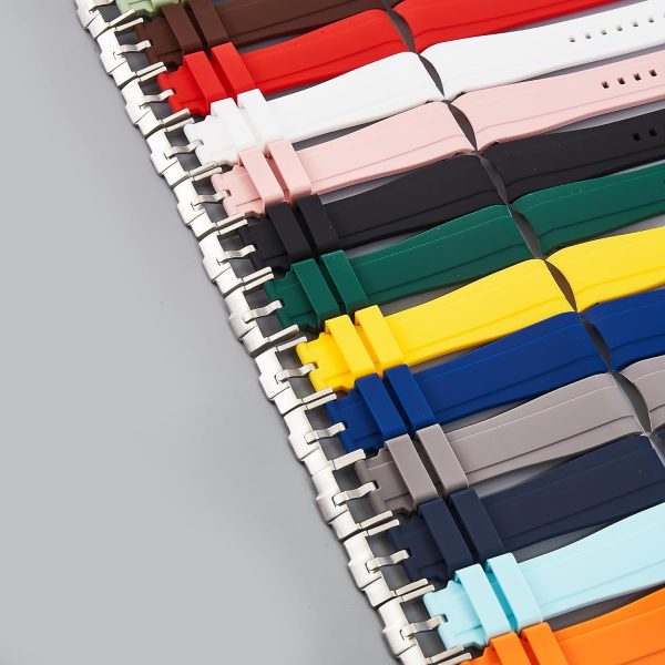 Curved End Soft Silicone Sports Rubber Watch Bands- Compatible with Omega - Image 4