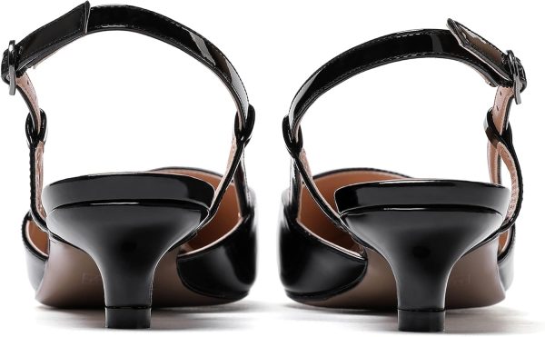 WAYDERNS Women's Pointed Toe Slingback Ankle Strap Kitten Low Heel Pumps - Image 4